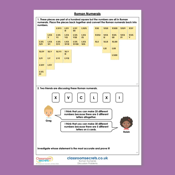 Year 4 Roman Numerals Discussion Problem