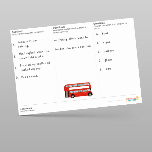 An image of the 5-Minute GPS Summer 2 Week 4 Resource