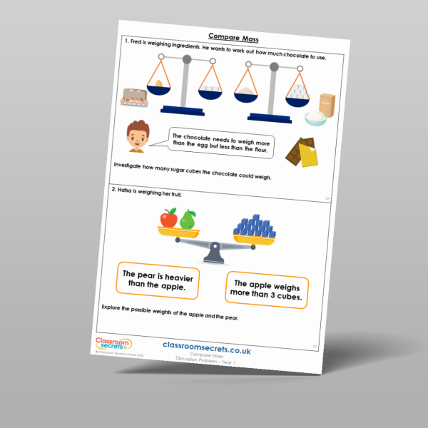 Year 1 Compare Mass Discussion Problem Resource | Classroom Secrets