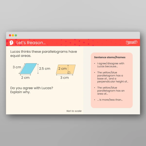 An image of the Area of a Parallelogram Teaching PPT Resource