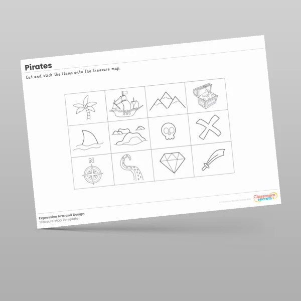 An image of the Pirates Treasure Map Cut and Stick Resource