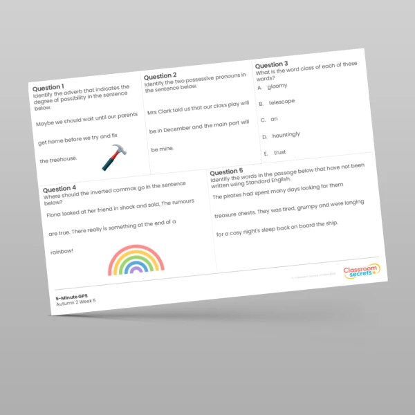 An image of the 5-Minute GPS Autumn 2 Week 5 Resource