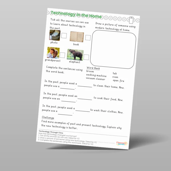 An image of the Lesson 1: How Has Technology Changed Our Homes? Worksheet Resource