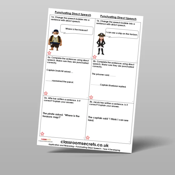 An image of the Punctuating Direct Speech Application and Reasoning Resource
