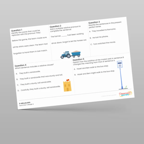 An image of the 5-Minute GPS Summer 2 Week 4 Resource