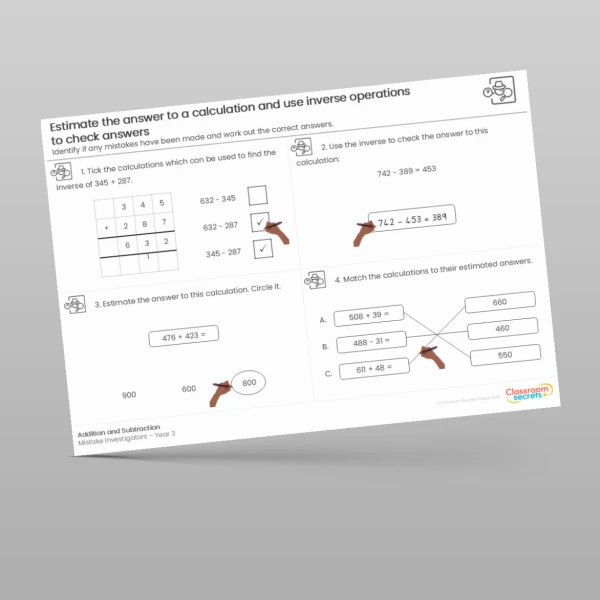 An image of the Addition and Subtraction Mistake Investigators Resource