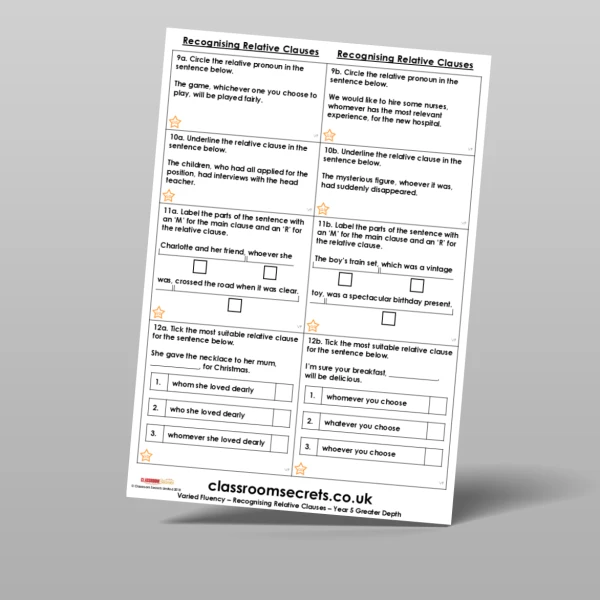 An image of the Recognising Relative Clauses Varied Fluency Resource