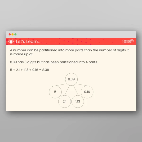 An image of the Flexibly Partition Decimals Teaching PPT Resource