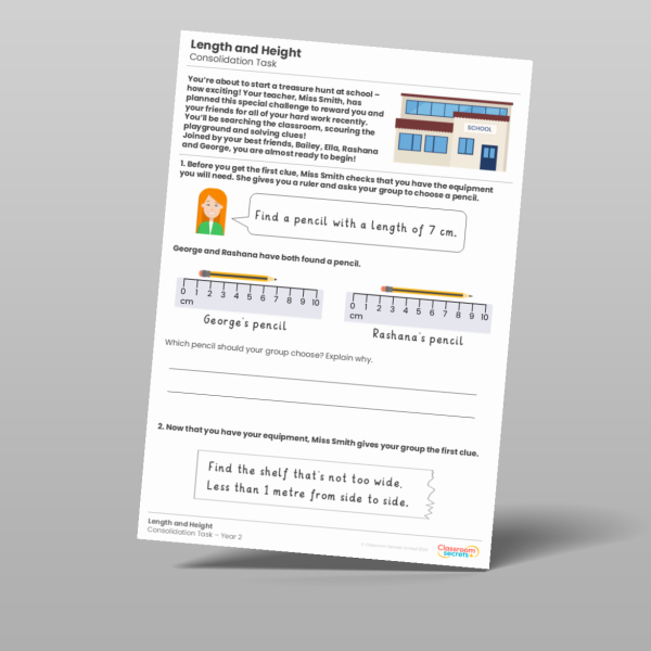 Length Task Eyfs Year 2 Length And Height Consolidation Task Resource | Classroom Secrets