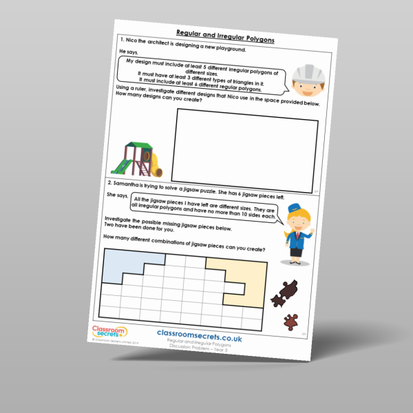 Year 5 Regular And Irregular Polygons Discussion Problem Resource ...