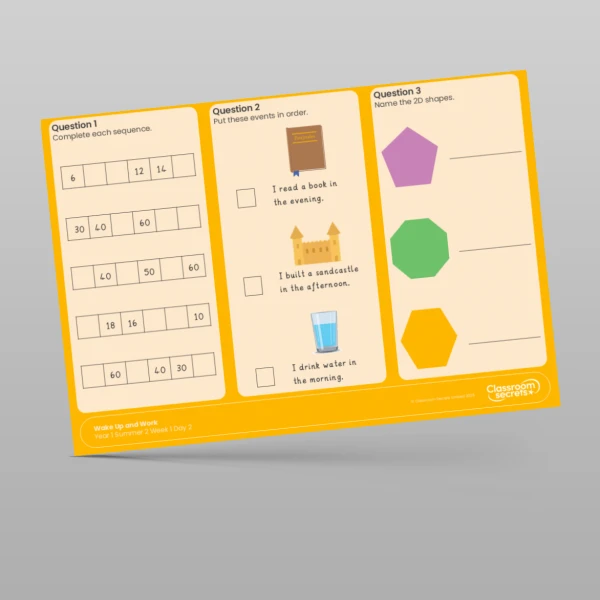 An image of the Summer 2 Week 1 Wake Up and Work Resource