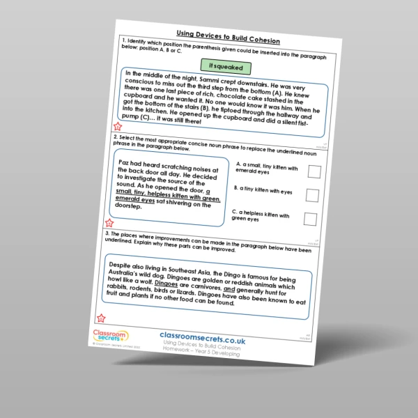 An image of the Using Devices to Build Cohesion Homework Resource