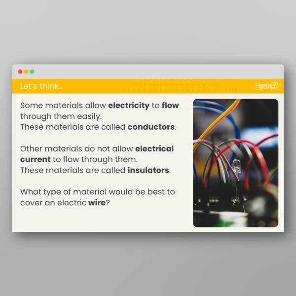 An image of the Lesson 6: What are Conductors and Insulators? Investigation Resource