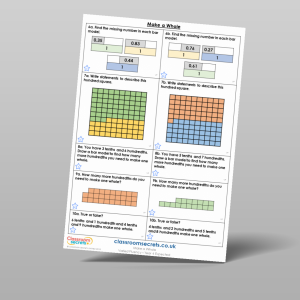 Year 4 Make A Whole Varied Fluency Resource | Classroom Secrets