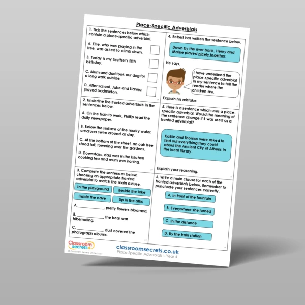 An image of the Place-Specific Adverbials Mixed Activity Resource