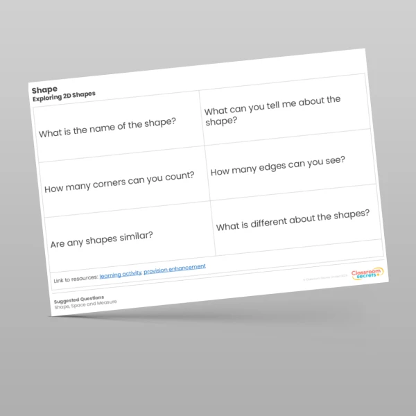 EYFS Shape, Space and Measure Question Prompts