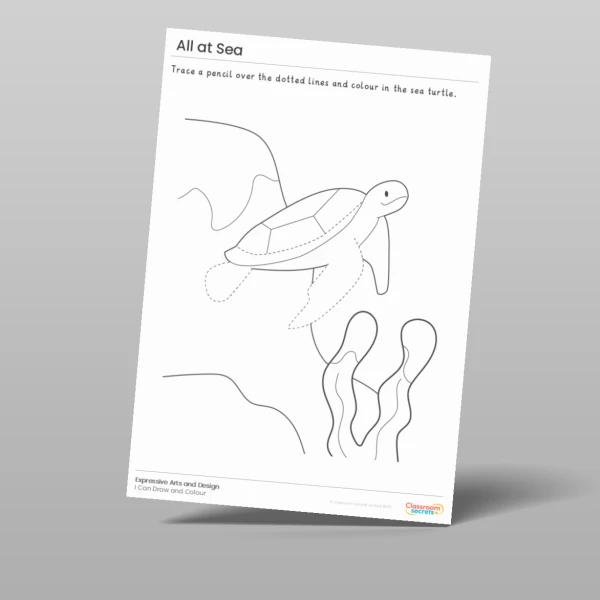 An image of the Free Amazing World - All At Sea I Can Draw and Colour Resource