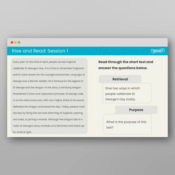 An image of the Rise and Read St George's Day Resource