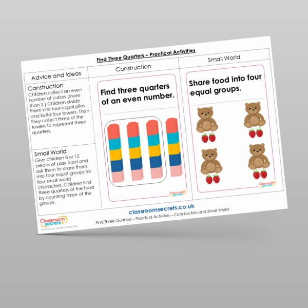 An image of the Find Three Quarters Practical Activities Resource