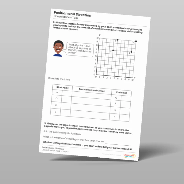 An image of the Position and Direction Consolidation Task Resource