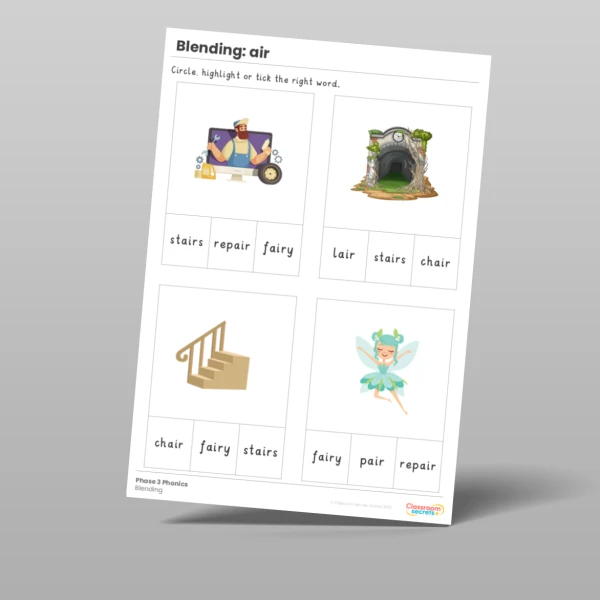 An image of the Phonics Blending Activities air Resource
