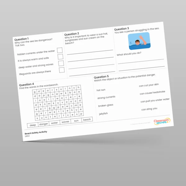 An image of the LKS2 Beach Safety Activity Resource