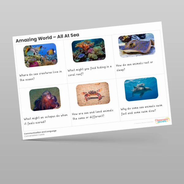An image of the Amazing World - All At Sea Conversation Cards Resource