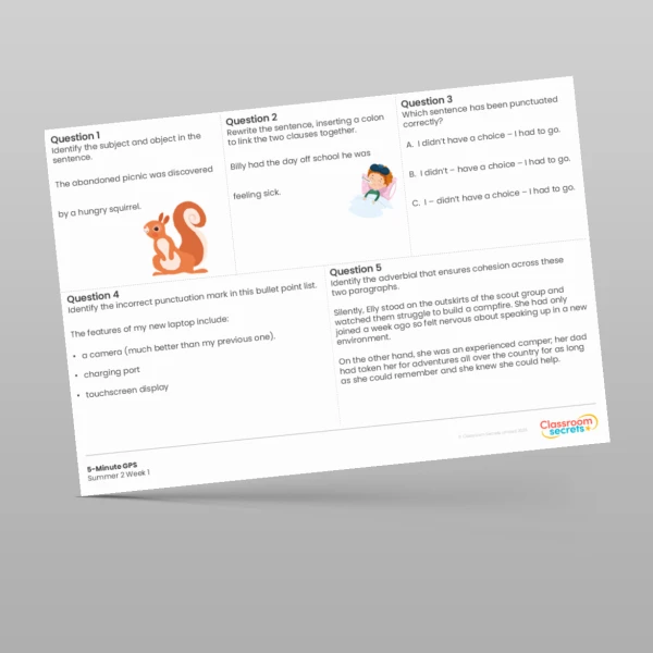 An image of the 5-Minute GPS Summer 2 Week 1 Resource