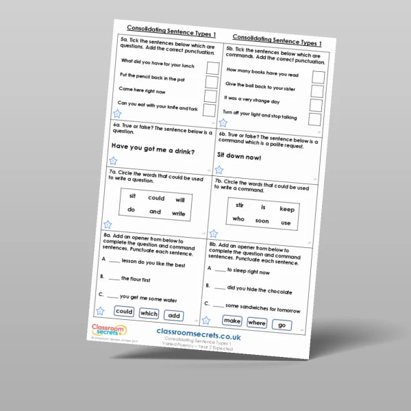 An image of the Consolidating Sentence Types 1 Varied Fluency Resource