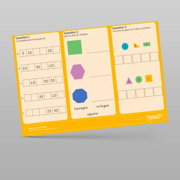 An image of the Summer 1 Week 1 Wake Up and Work Resource