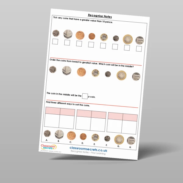 An image of the Recognise Notes Prior Learning Resource
