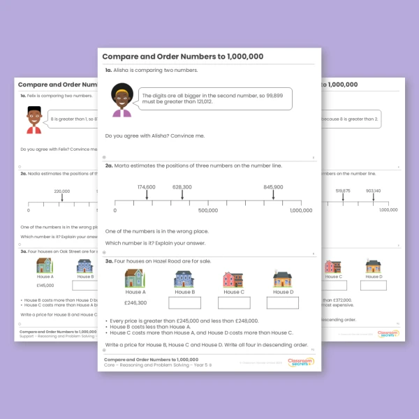 Year 5 Compare and Order Numbers to 1,000,000 Place Value Reasoning and Problem Solving
