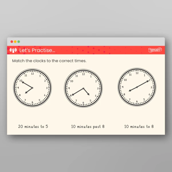 An image of the Tell the Time to 5 Minutes Teaching PPT Resource