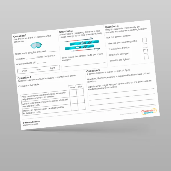 An image of the LKS2 Winter Olympics 5-Minute Science Resource