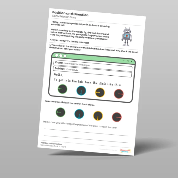 An image of the Position and Direction Consolidation Task Resource