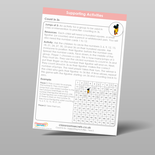 Year 2 Count In 3s Supporting Activity Resource | Classroom Secrets