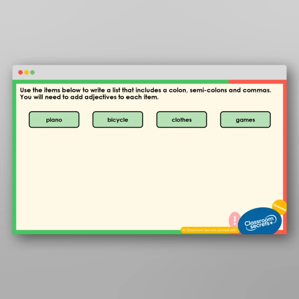 An image of the Using Colons and Semi-colons Teaching PPT Resource