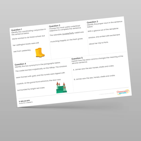An image of the 5-Minute GPS Autumn 2 Week 5 Resource