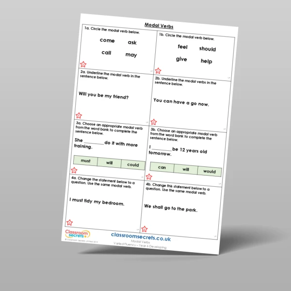 An image of the Modal Verbs Varied Fluency Resource