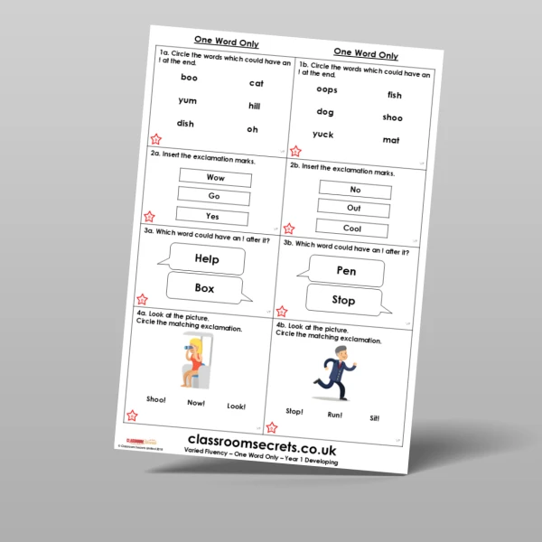 An image of the Free One Word Only Varied Fluency Resource