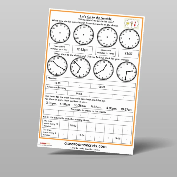 An image of the Let's Go to the Seaside Time Word Problems Resource