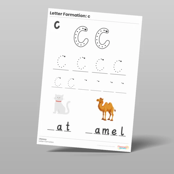 An image of the Letter Formation Worksheet: c Resource
