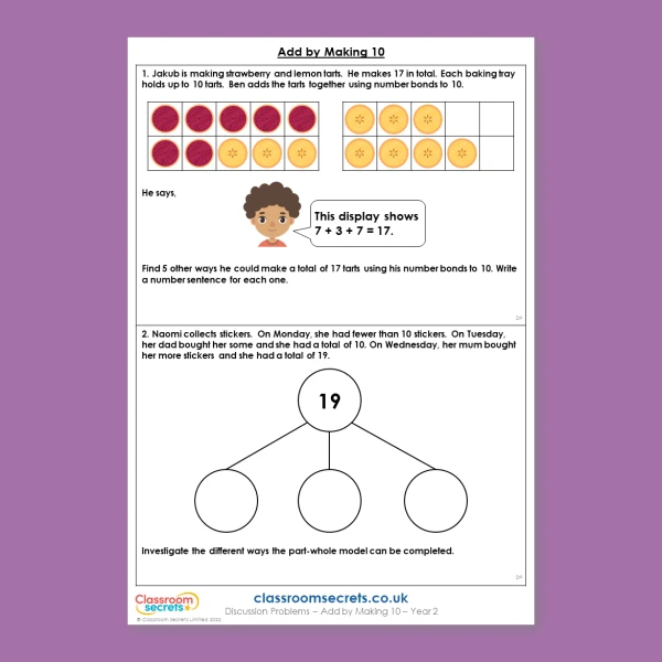 Year 2 Add by Making 10 Addition and Subtraction Deeper Reasoning Discussion Problem