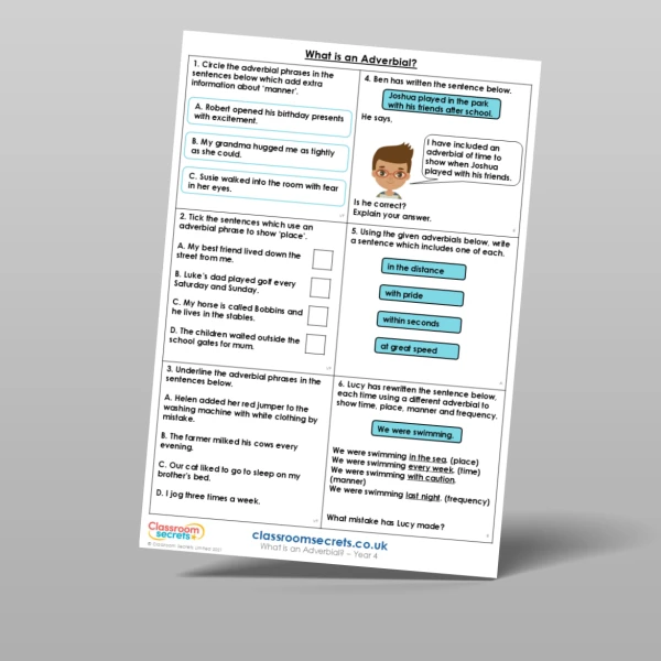 An image of the What is an Adverbial? Mixed Activity Resource