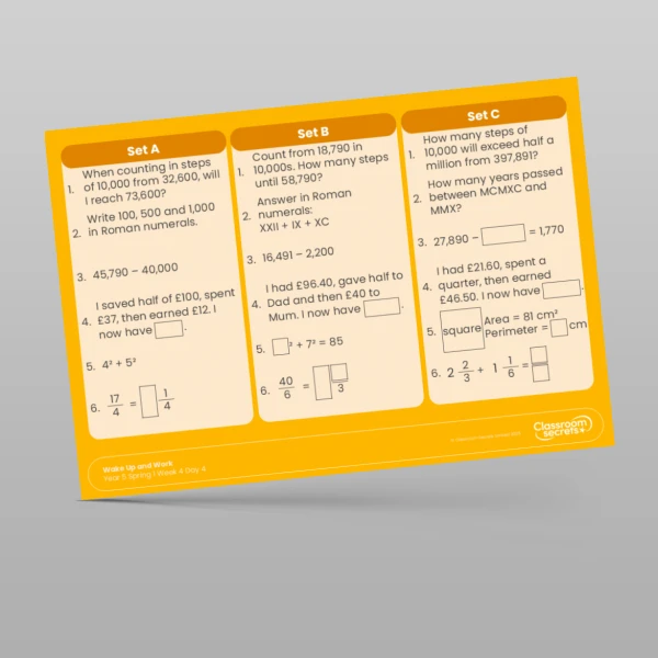 An image of the Spring 1 Week 4 Wake Up and Work Resource