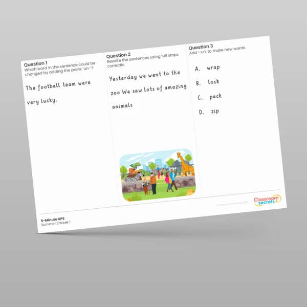 An image of the 5-Minute GPS Summer 2 Week 1 Resource