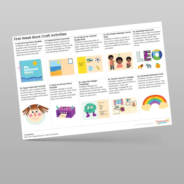 An image of the First Week Back Craft Activities Resource