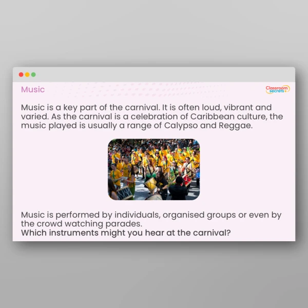 An image of the LKS2 Notting Hill Carnival Teaching PPT Resource