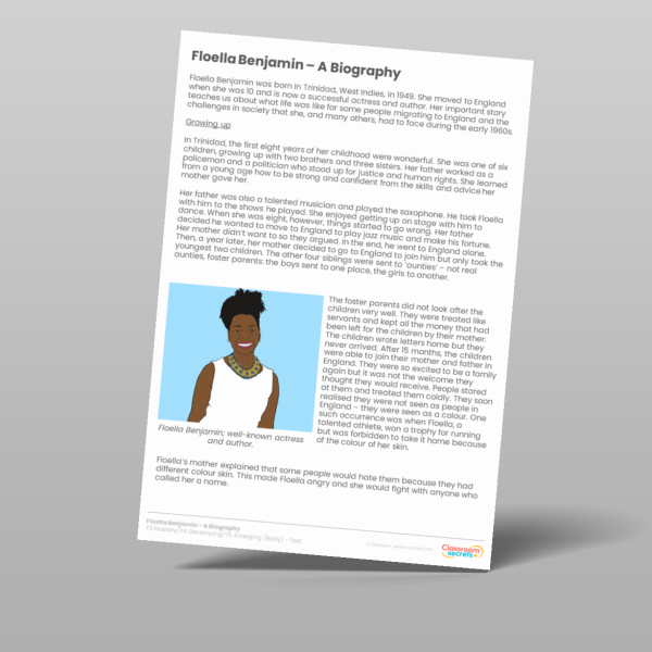 KS2 Floella Benjamin Ruby Guided Reading Pack Resource | Classroom Secrets