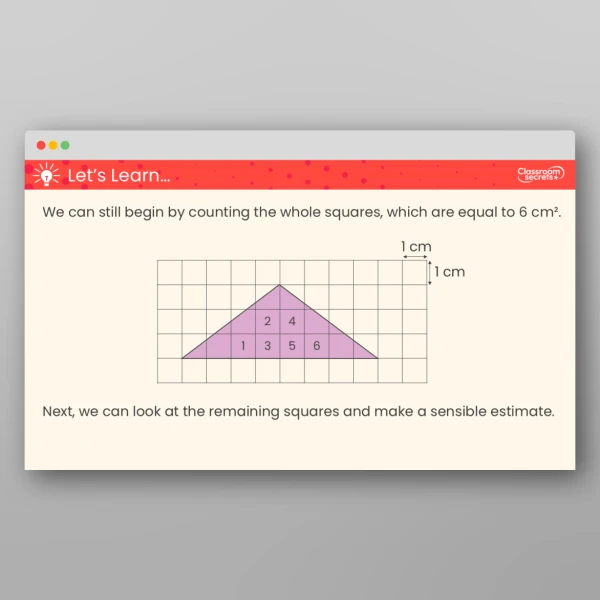 An image of the Area of a Triangle - Counting Squares Teaching PPT Resource